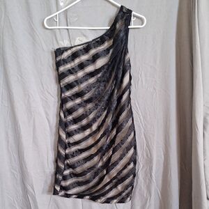 As U Wish Black and Cream One-Shoulder Dress